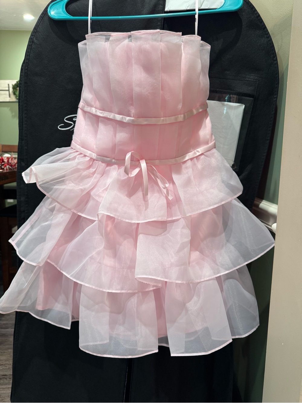 Hello Molly Pink Tiered Organza Mini Dress Sz S